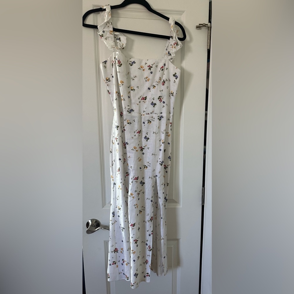 Reformation White Floral Midi Dress